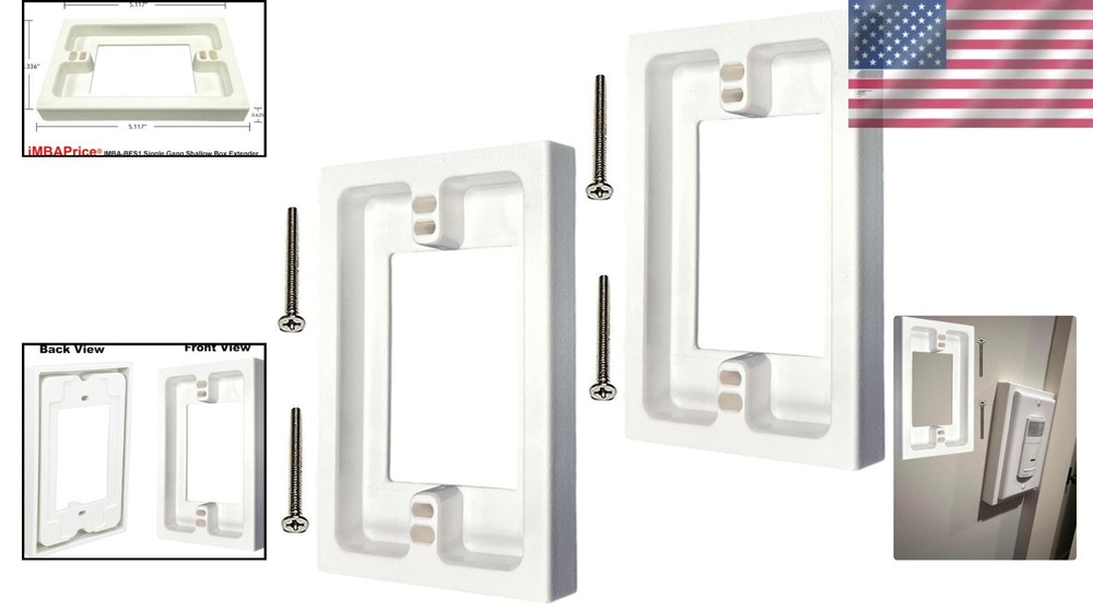Practical 2-Pack Non-Metallic Shallow Box Extender: Quick Install, White Finish
