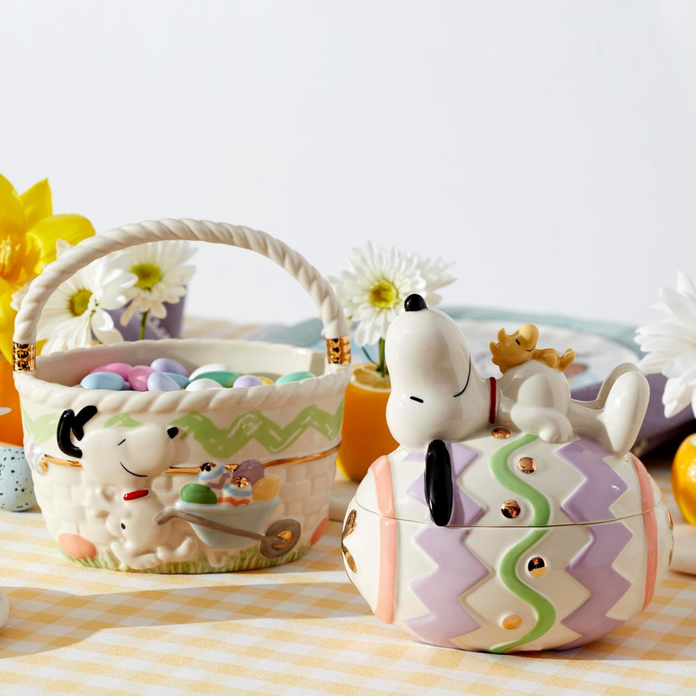 Lenox 895685 Peanuts Easter Snoopy Covered Candy Dish, Spring Serveware