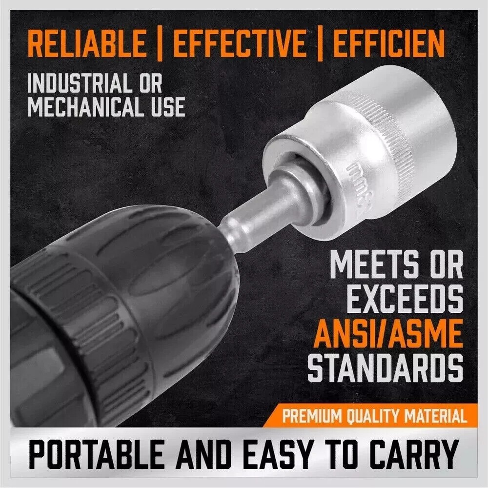 9Pcs Socket Adapter Drill Bits Set Hex Impact Driver Tools 1/4" 3/8" 1/2" Shank