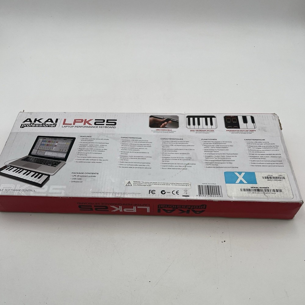 AKAI LPK25 USB Laptop Performance Keyboard, With MPC Beats Kit Code OPEN BOX!