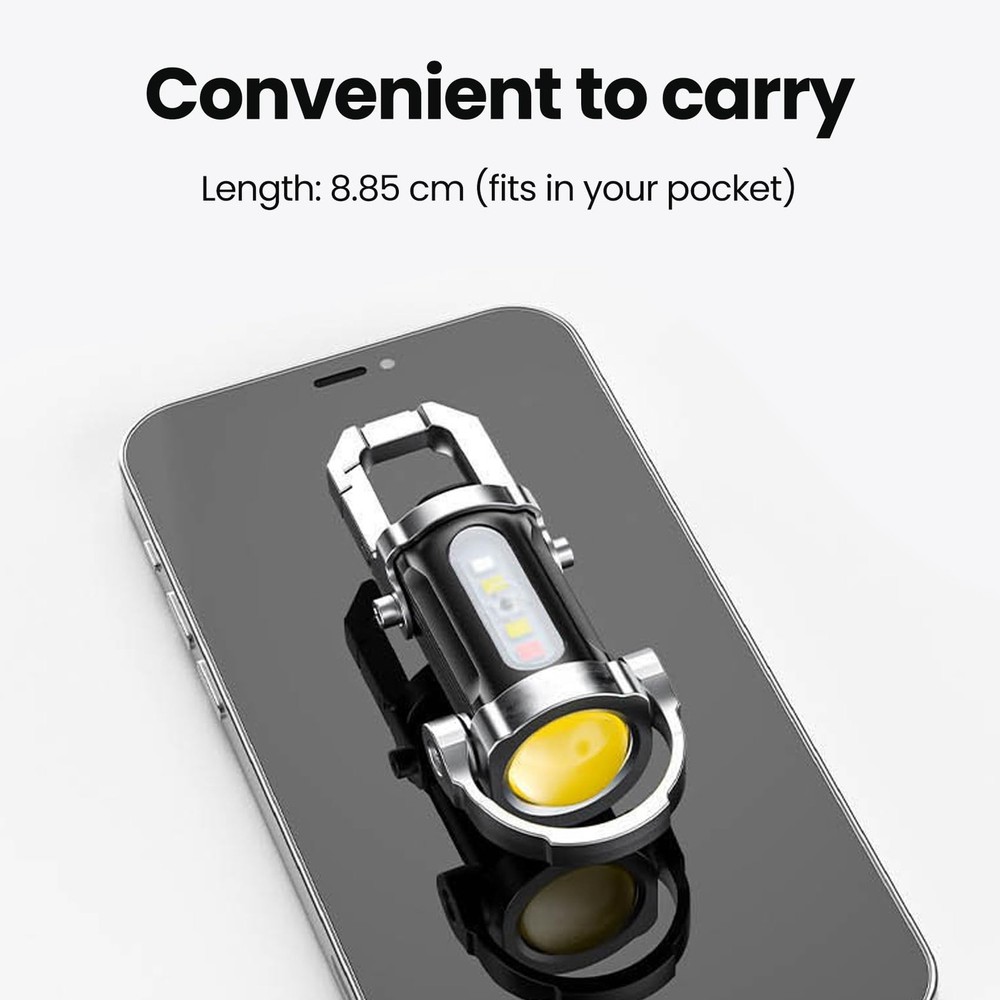 Rechargeable Keychain Flashlight - 4-Pack Portable small flashlight, Black