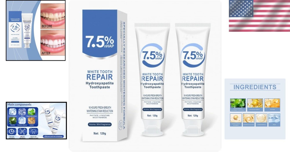 7.5% Hydroxyapatite Toothpaste for Enamel Protection & Sensitivity Relief (2pcs)