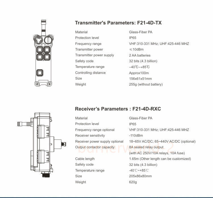 Industrial Remote Controller F21-4D,,wireless Overhead Remote Controller