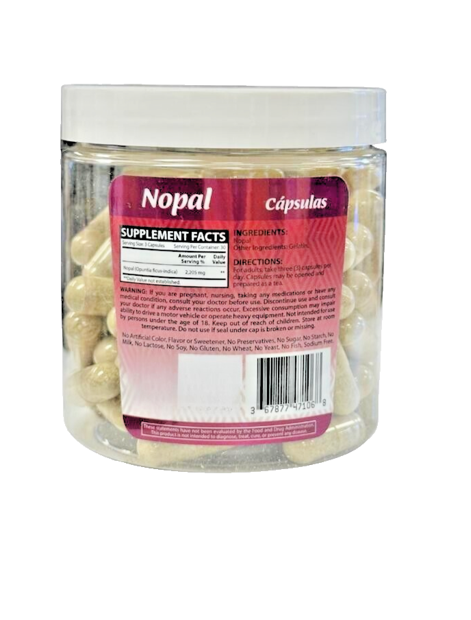 Nopal (Cactus) 90 Capsules 735mg 100% Natural