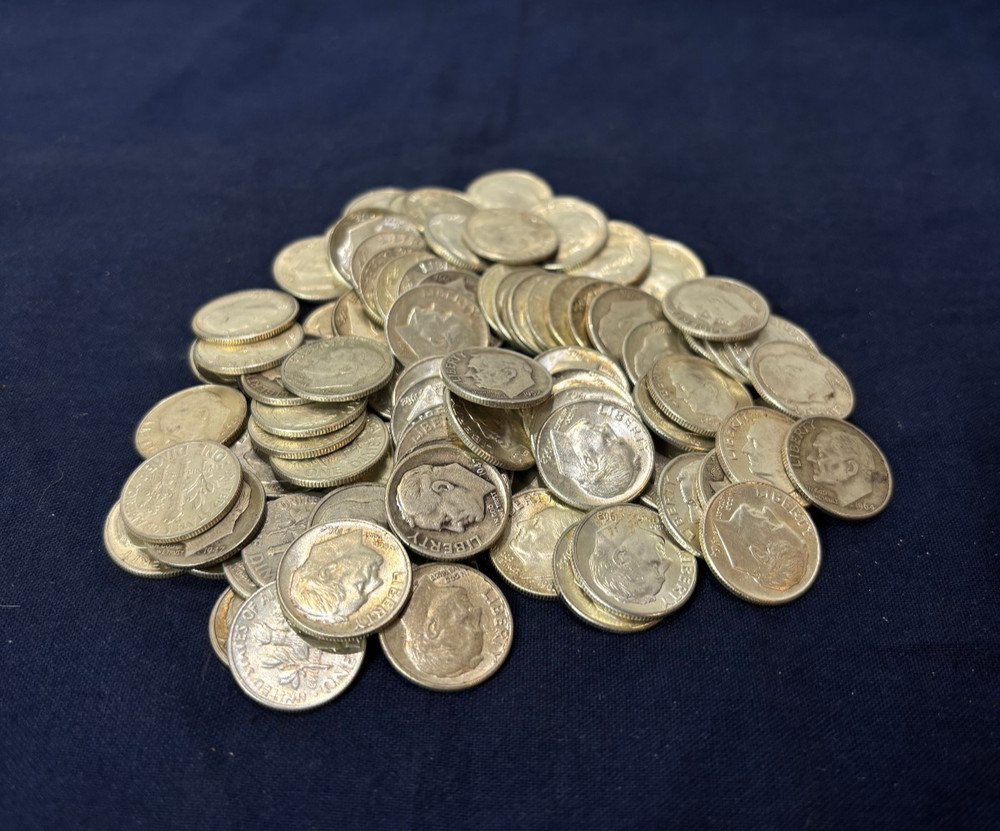 90% Silver Roosevelt Dime Rolls  $10 Face 100 Coins