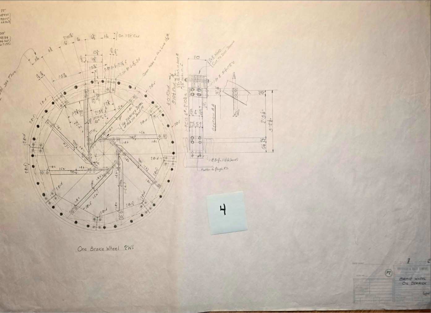 Original 1930's Industrial OIL DERRICK Technical drawings, Diazo/Blueprint LOT