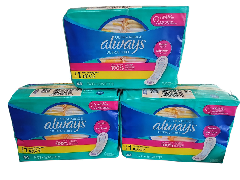 Always Ultra Thin Pads without Wings, Size 1, Regular, 132 Count