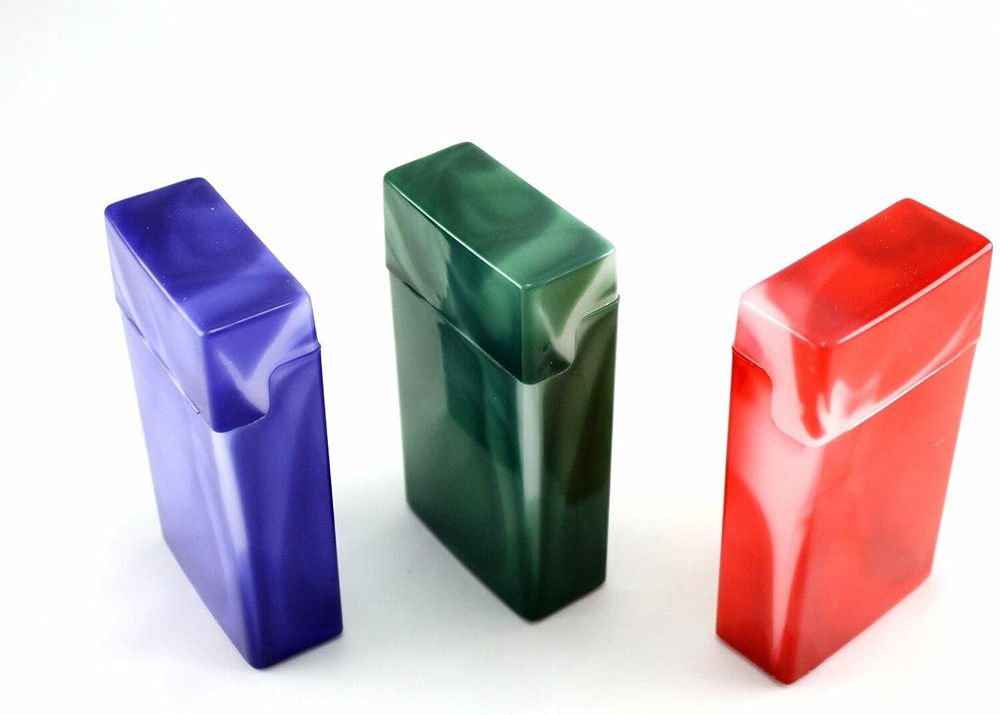 12 Marble Look Top Flip Open Plastic Cigarette Case Pack Holder 100mm