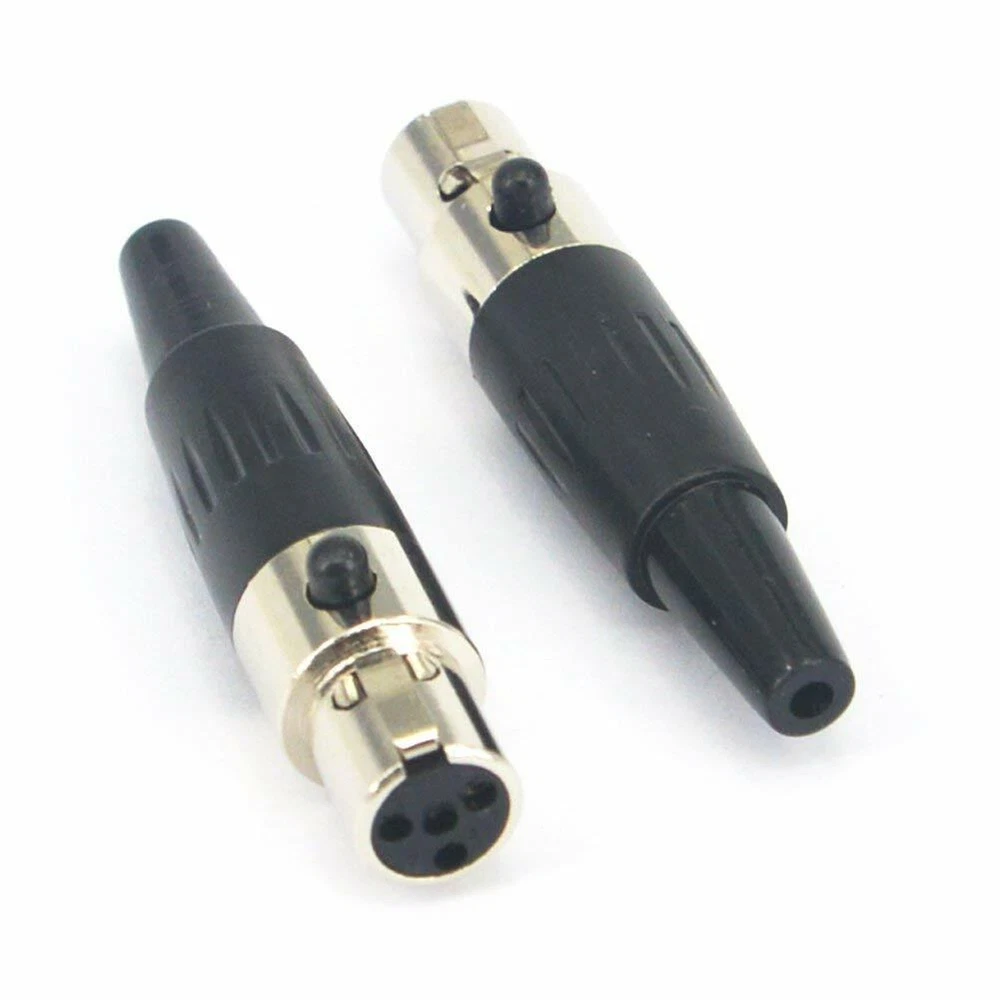 2x Mini XLR 4-Pin For Shure Wireless Headset Lapel Microphone Mic Connector NEW