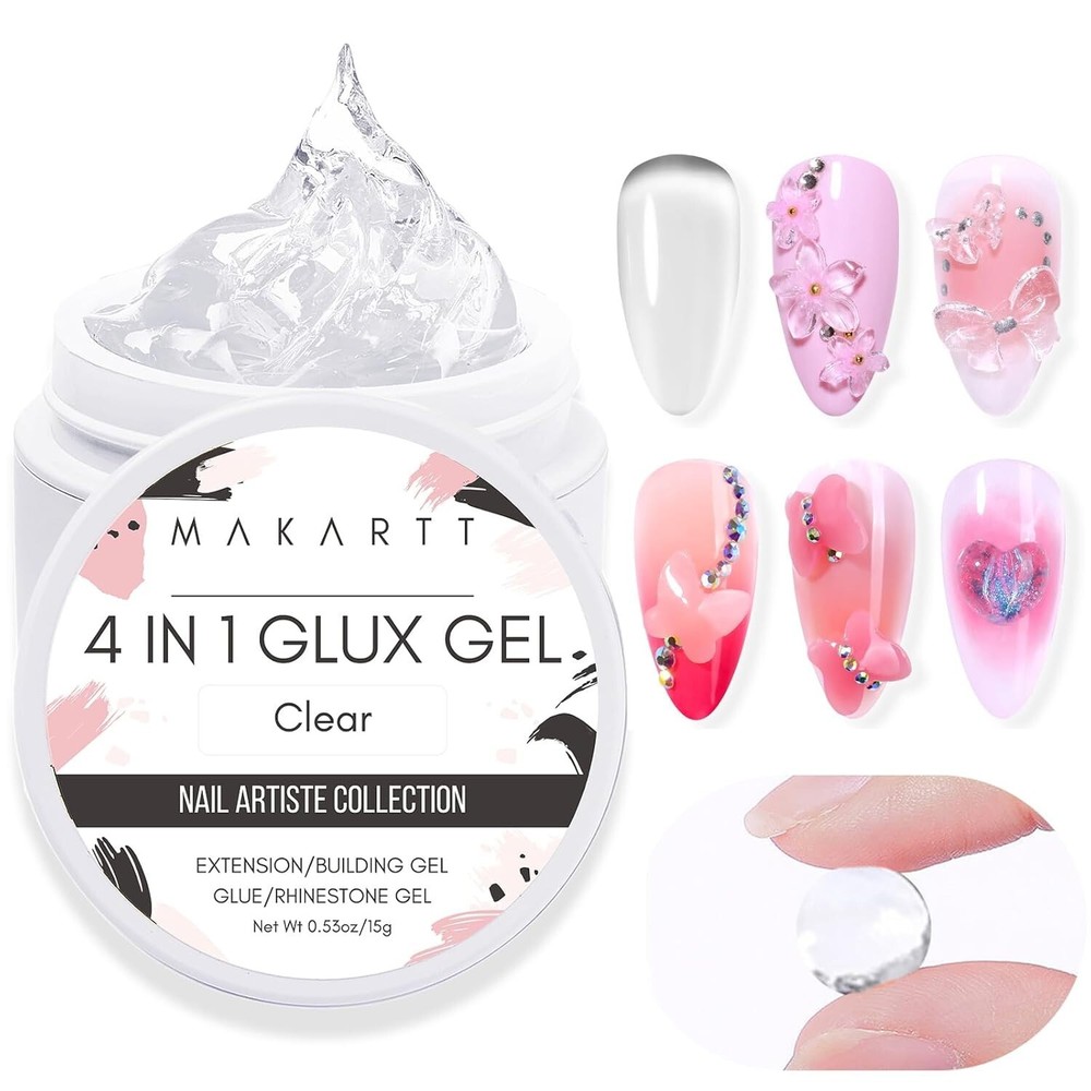 Clear Hard Gel Builder - Easy Application for Long-Lasting 3D Nail Designs