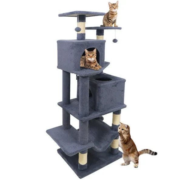 Multi-Level Cat Tree Tower with Scratching Posts - Large Cat Condo with Hammock