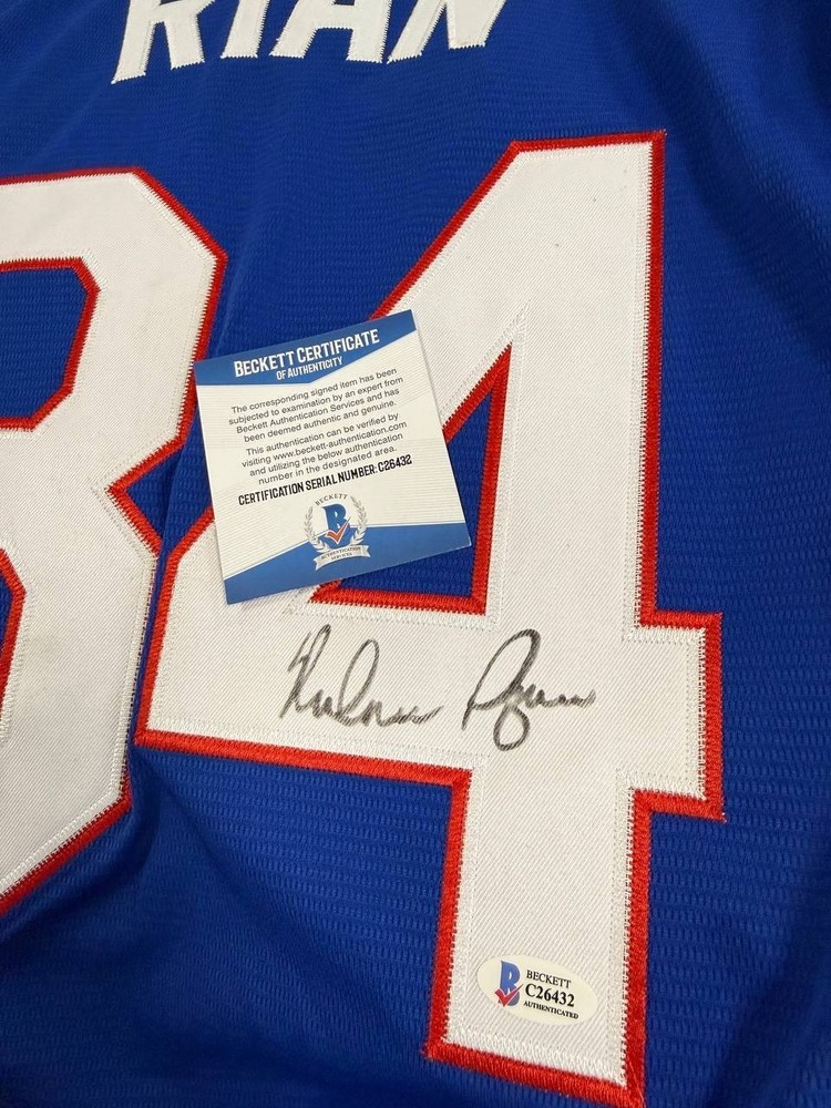 Blue MLB Jersey Nolan Ryan Signed Autographed #34 BAS COA