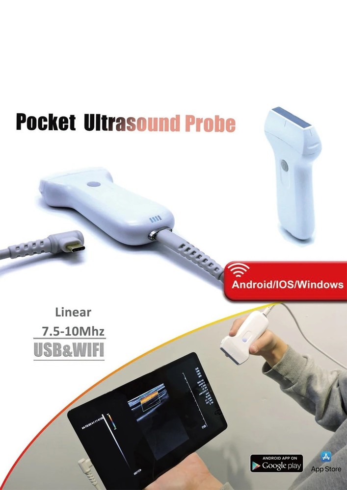 128E Color Wired Wireless Linear Ultrasound Probe for Android iOS Windows w/case