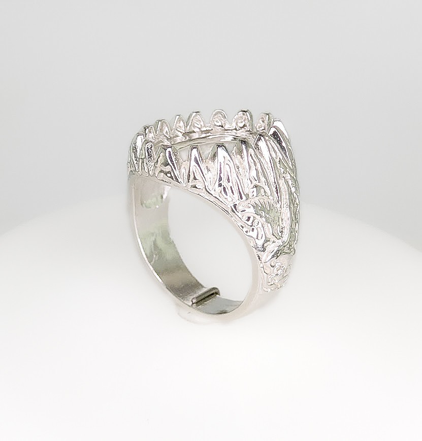 Mens Oval Cabochon Eagle Shank Donello Ring Setting Sterling Silver