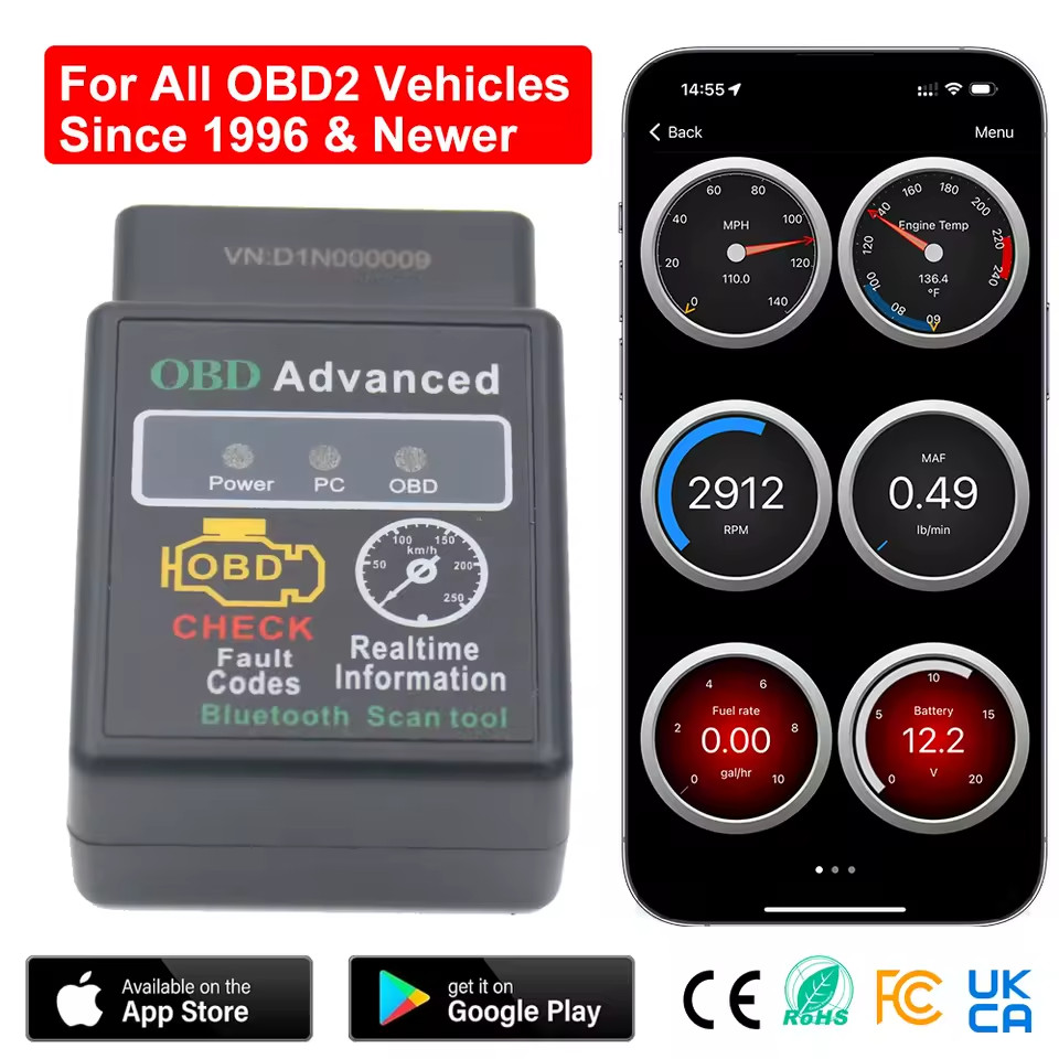 ELM327 Bluetooth OBD2 OBDII Scanner Car Diagnostic Tool Code Reader iOS Android