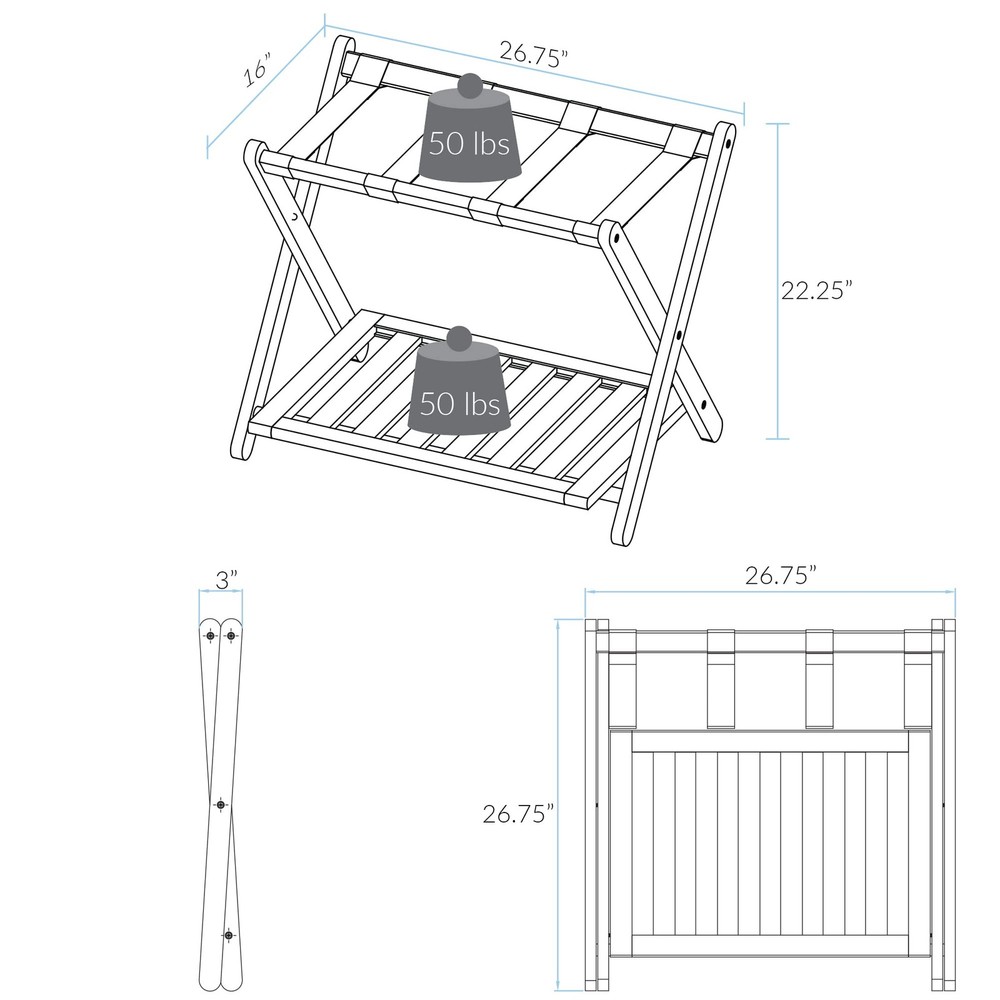 Luggage Rack, Walnut, Solid Wood