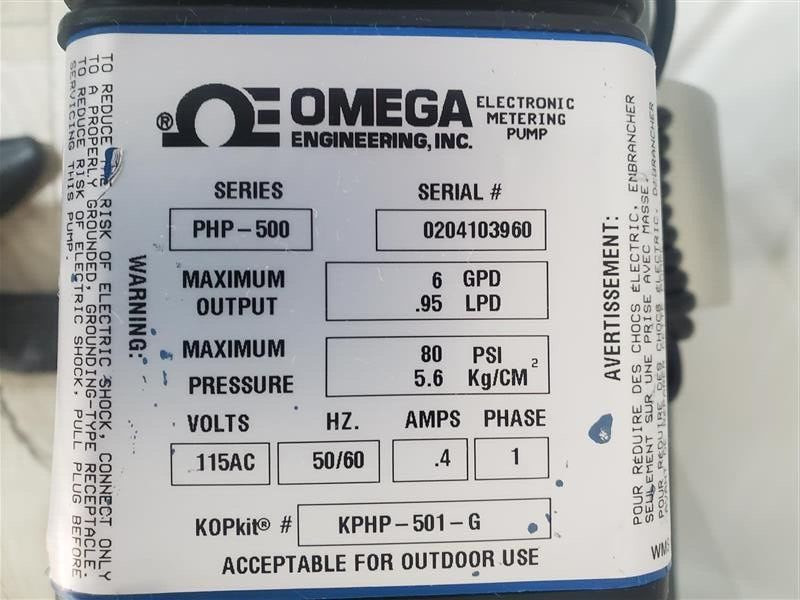Omega engineering PHP-501-G High Temperature Diaphragm Metering Pump
