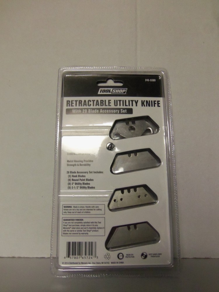 Retractable Utility Knife with 20 Blade Accessory Set