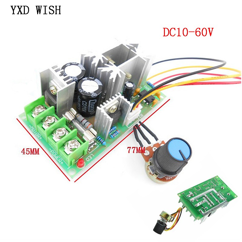 10-60V PWM DC Motor Speed Controller Switch DC 20A Current Voltage Regulator