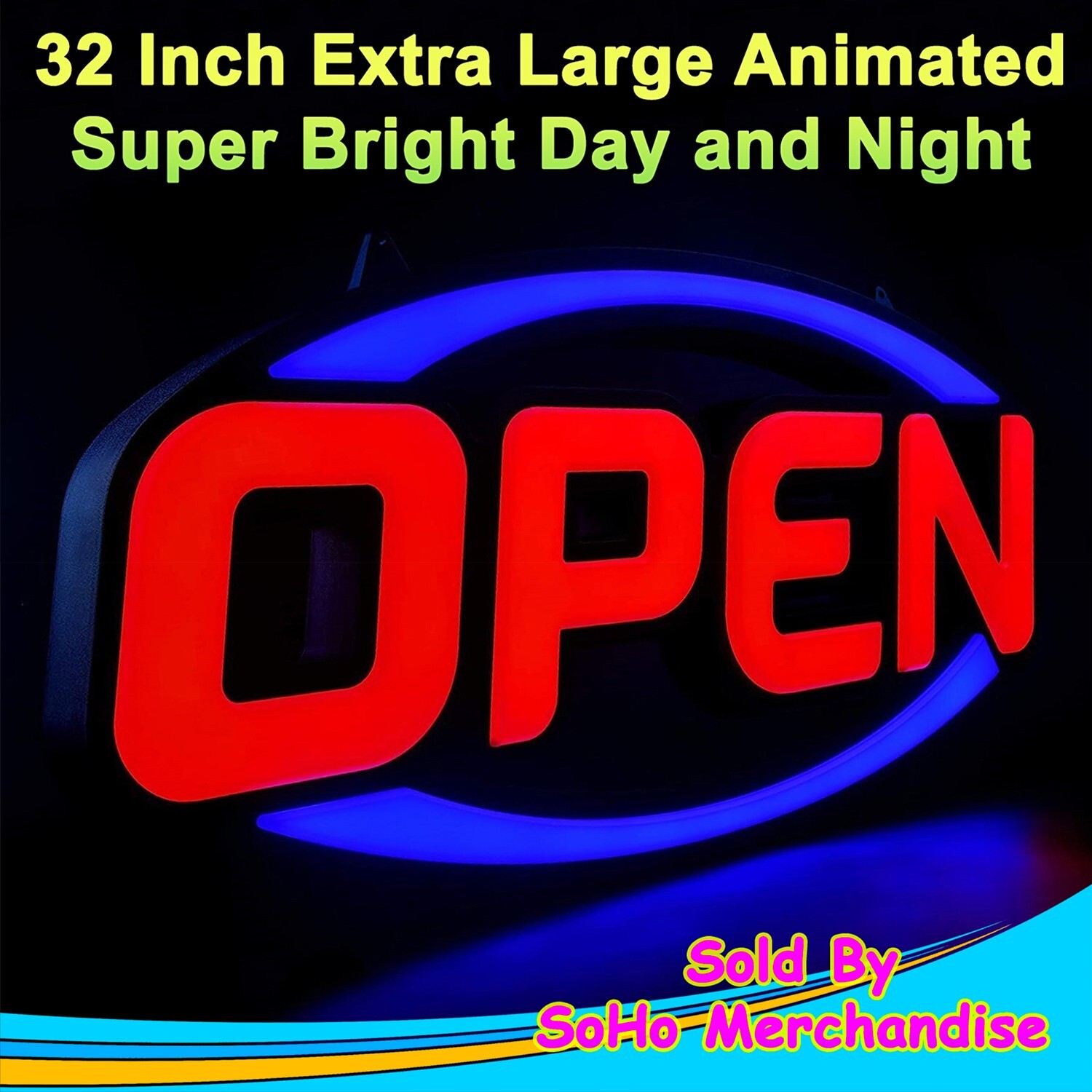 Large LED Open Sign Neon Light Bright for Restaurant Bar Pub Shop Store Business