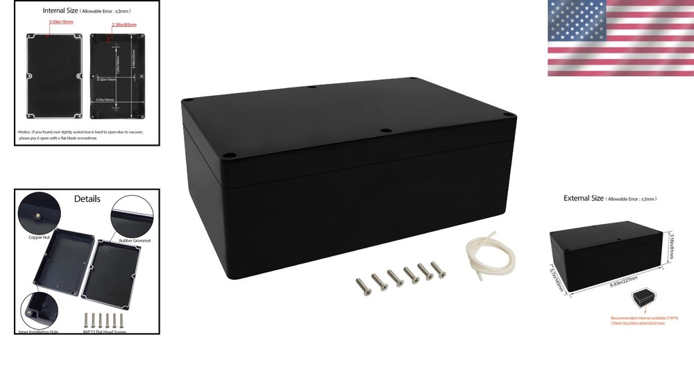 Waterproof Project Box - Compact ABS Junction Box for Electronics 8.9"x5.7"