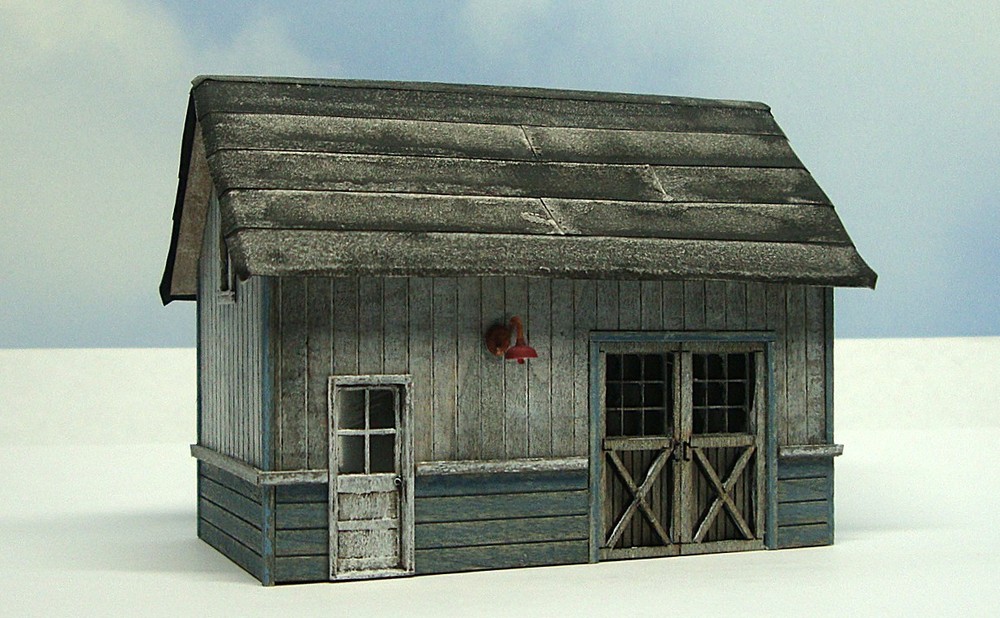 HO scale built wood model Yard Shed