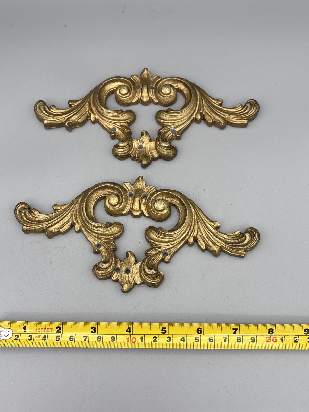 Vintage Brass Gold-tone Metal Decorative Wall Frame Accents - Lot of 8, 4 sets