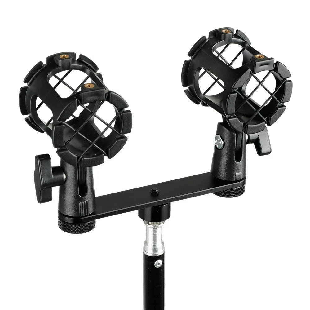 Double Microphone Mount Bracket T-Bar Studio Recording Accessory