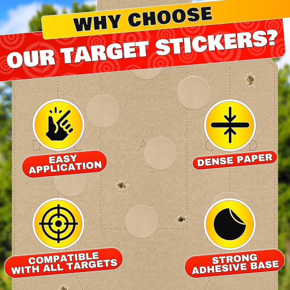 1000 Pcs Target Pasters – 1" IDPA Сardboard Target Stickers – Solid Construct...