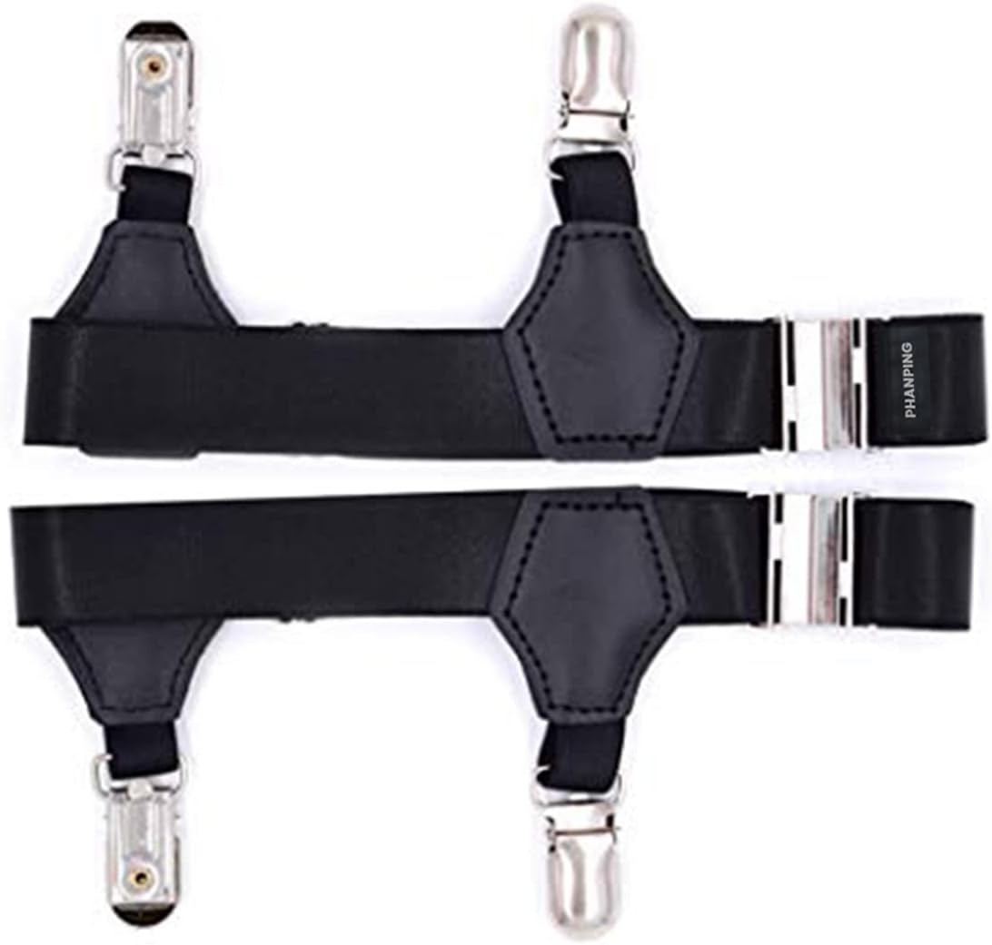 Men’s Sock Garters Adjustable 2Pack Elastic Leg Belt Sturdy Metal Clip Suspender