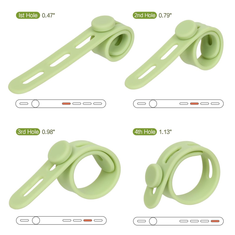 Donruby 24Pcs Silicone Cable Ties - Reusable & Black/White/Pink/Green