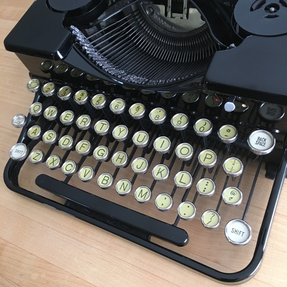 1933 Black Royal Model OT Portable Typewriter & Case, Pristine Working Condition