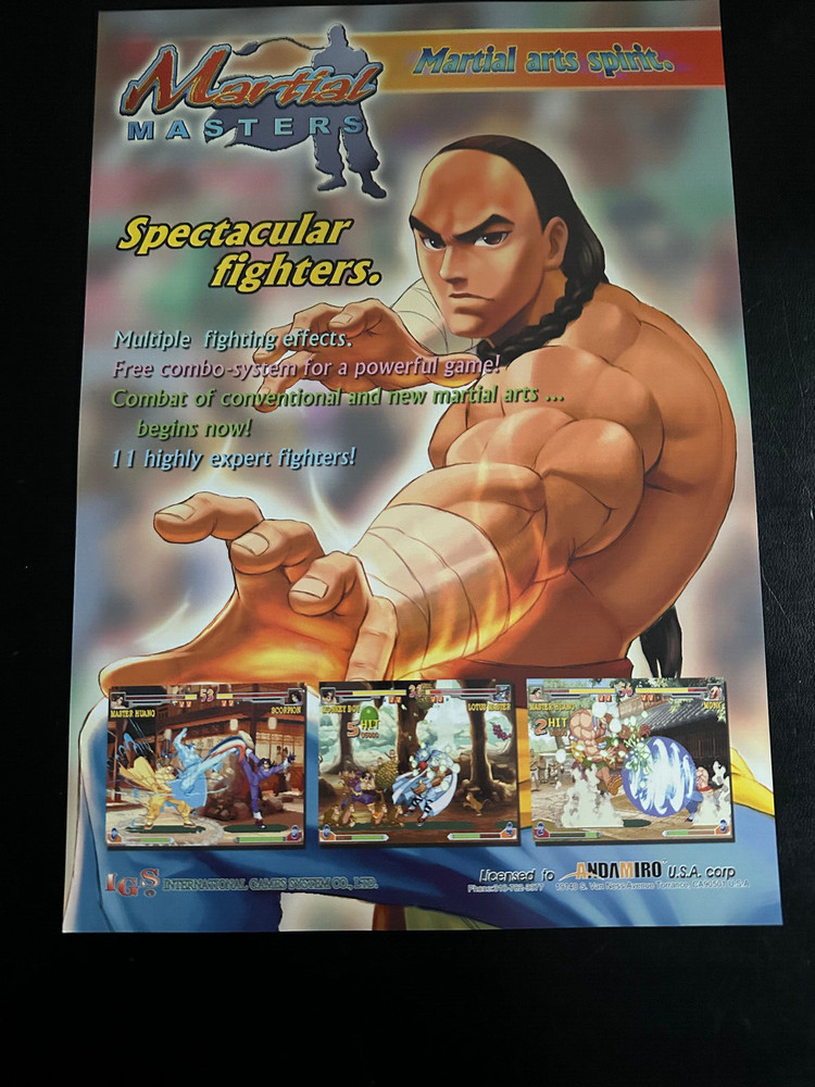 IGS MARTIAL MASTERS Video Arcade flyer/brochure NOS original