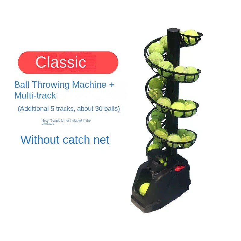 Tennis Ball Throwing Machine Coach Ball Feeder Single with Catch Net Exerciser