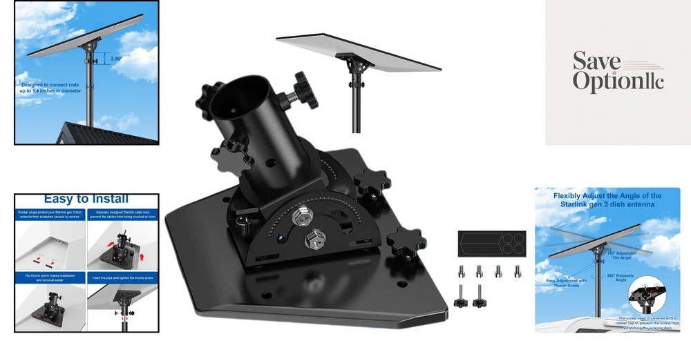 Starlink Gen 3 Pipe Adapter - Pole Mount Adjustable Adapter