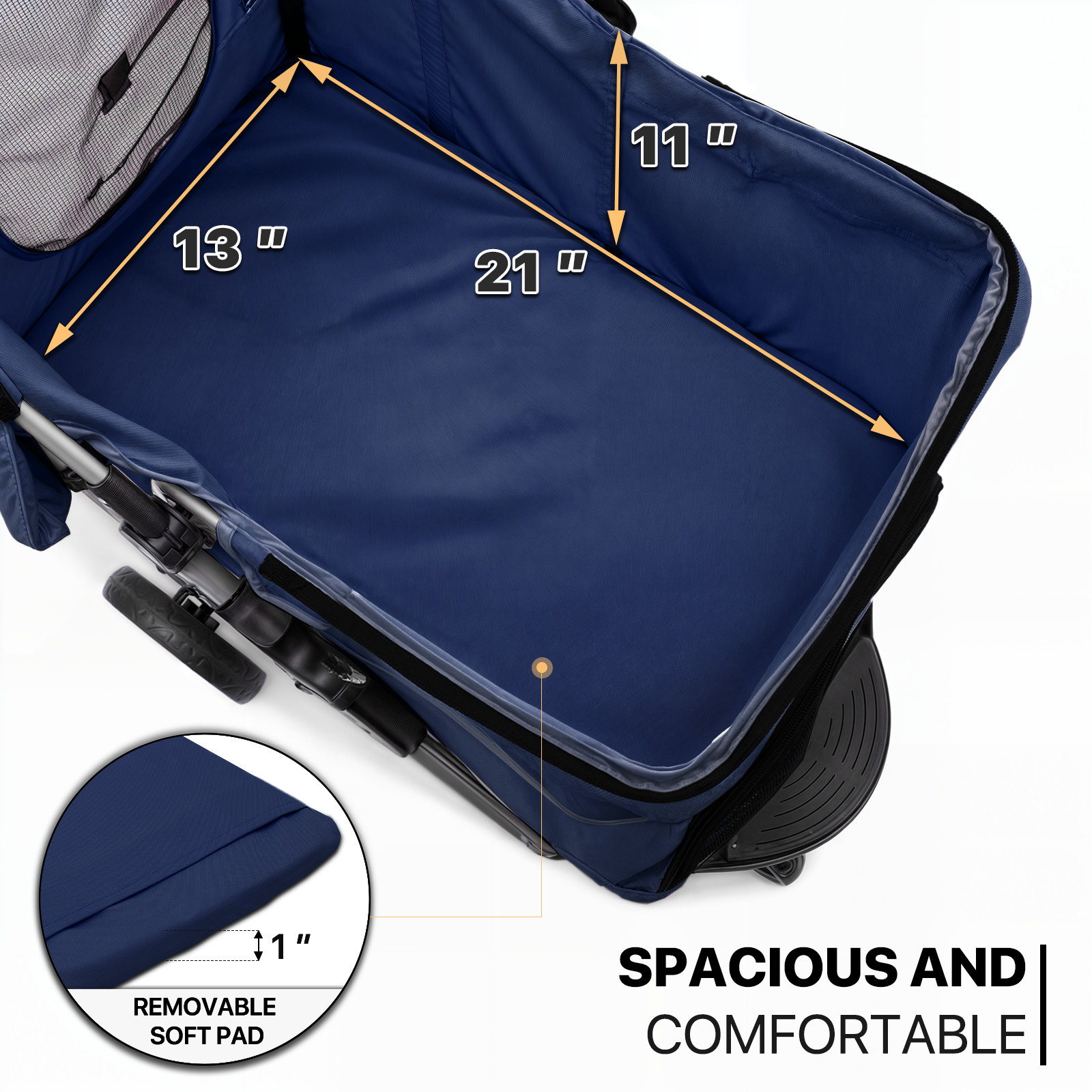 Blue Foldable Dog Stroller Small Medium Pet Travel Cage Carrier Cart w/Sunshade