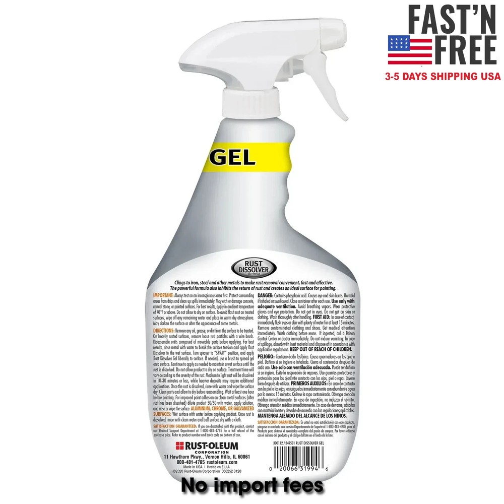 Rust-Oleum Rust Dissolver Gel Spray-300112, 32 oz