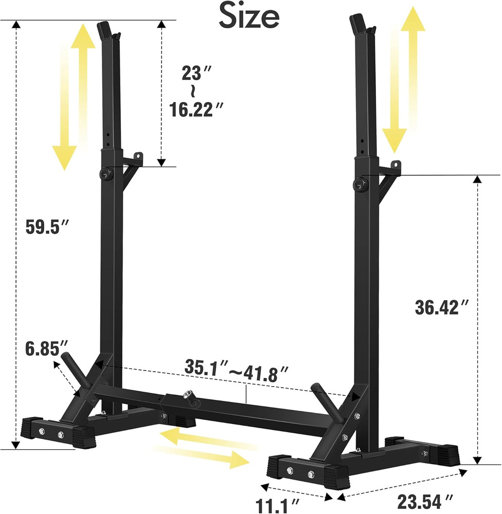 CANPA Adjustable Squat Rack Stand Multi-Function Barbell Rack Weight Lifting Gym