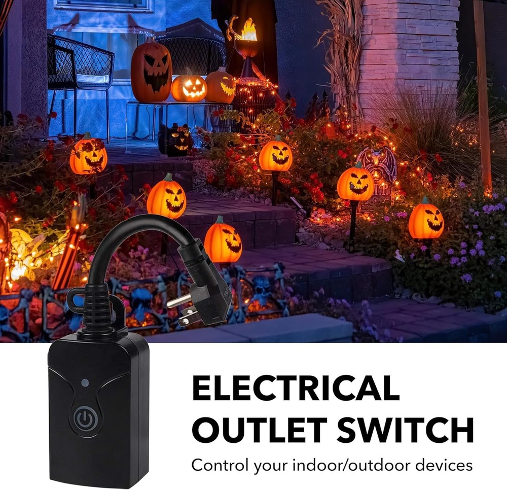 2 Pack Weatherproof Wireless Remote Control 3-Prong Outlet, 15A, 100ft Range