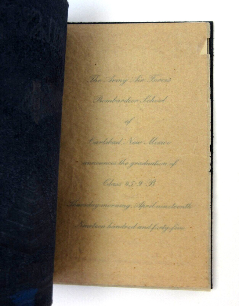WWII Army Air Corps Bombardier Graduation Program Wings Cover Carlsbad AAF 1945