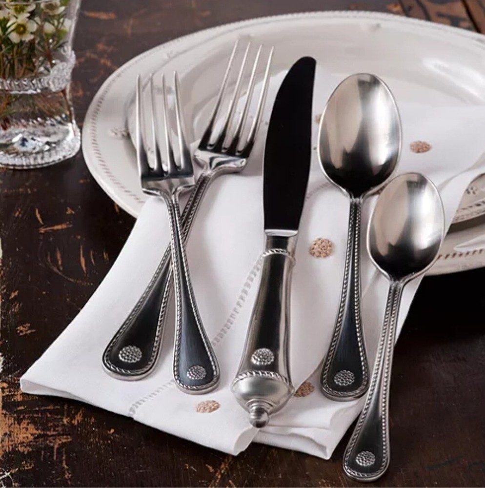 Juliska Berry & Thread Bright Satin Stainless Flatware 2 Five Piece Setting