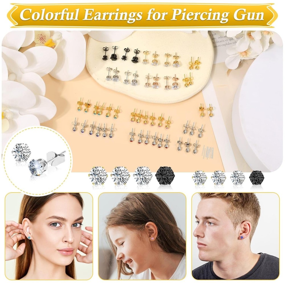 Professional Ear Piercing Gun, Reusable Machine with Dark Black