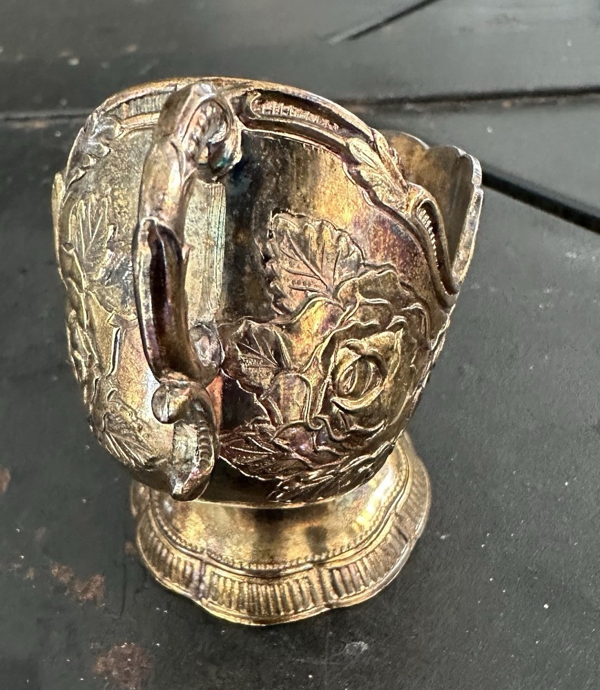 Vintage Silver Plated Sugar Scuttle Rose Pattern Embossed Silver Plated