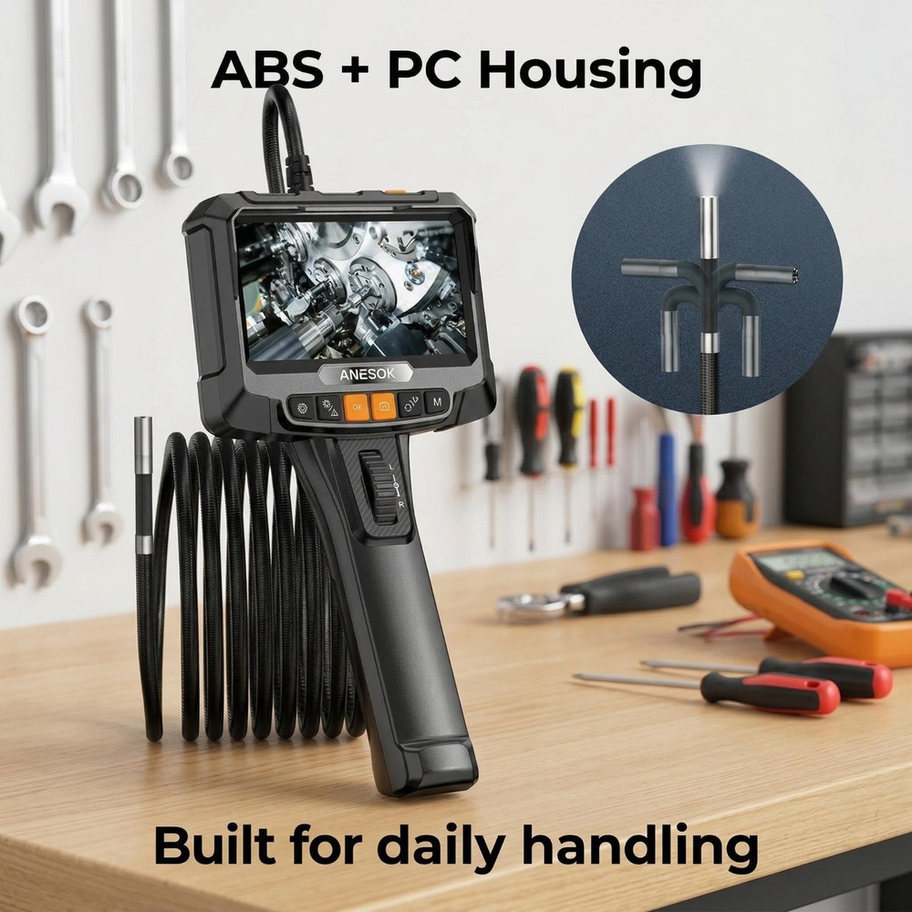 Borescope Endoscope Inspection Camera,Steerable Single-Lens 2m Cable,8.5mm Probe