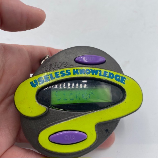 Useless Knowledge 1997 Mattel Handheld Game Informational Keychain