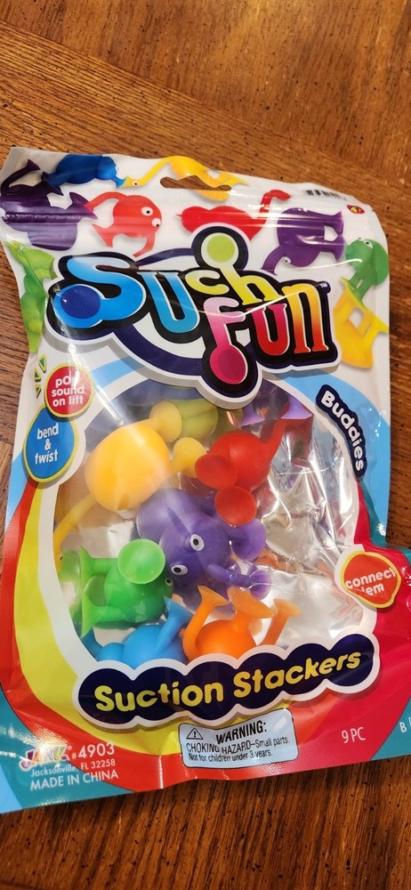 JA-RU Such Fun Shape & Creature Suction Stackers (1 Pack, 9 Piece Each)...