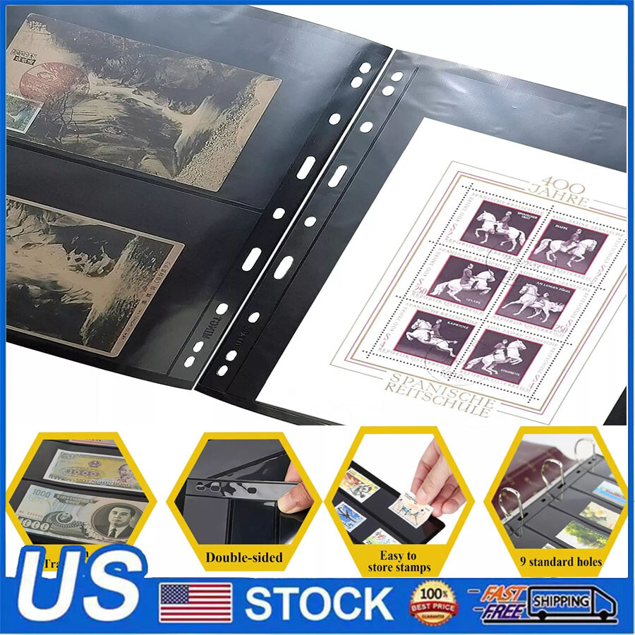 1 Row Stamp Pages for Album Binder, 10 Sheets Stamp Pages for Collectors US