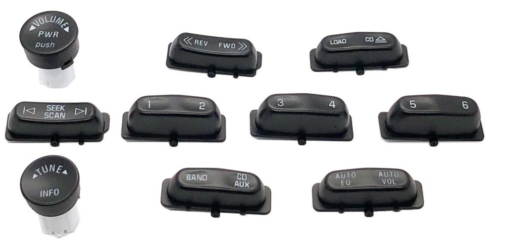 AM-FM 6 CD Stereo Buttons Knobs Replacement Set Fits 2003-2007 GM Delphi Radio