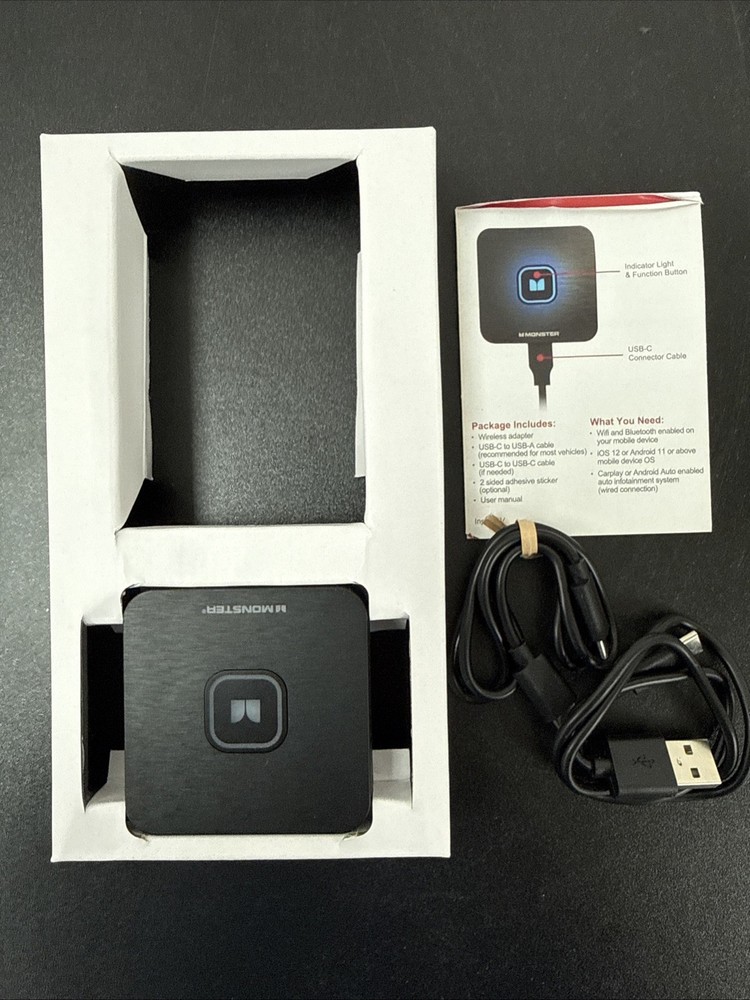 Monster CarPlay Android Auto Wireless Connector MBA2-1014-BLK S7