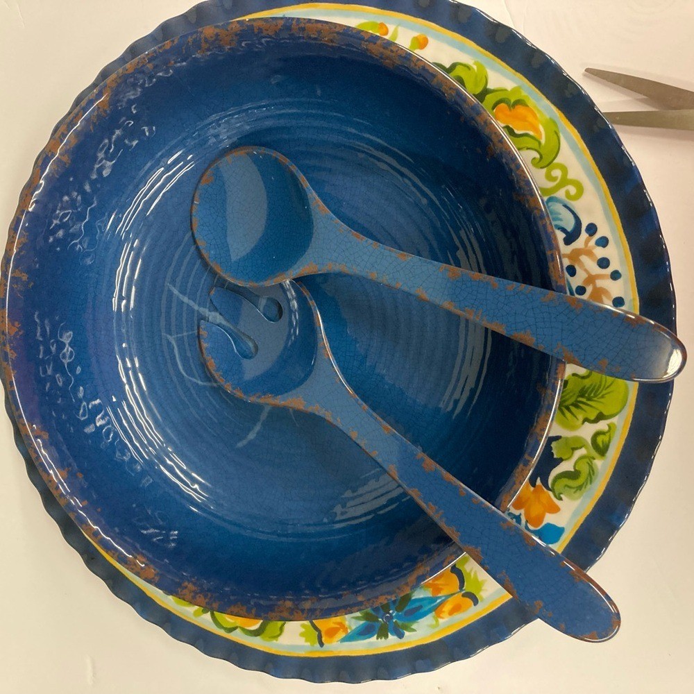 Rustic Serveware Set - Blue Melamine